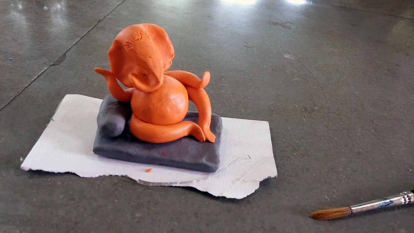 A lovely Lord Ganesh idol made from clay