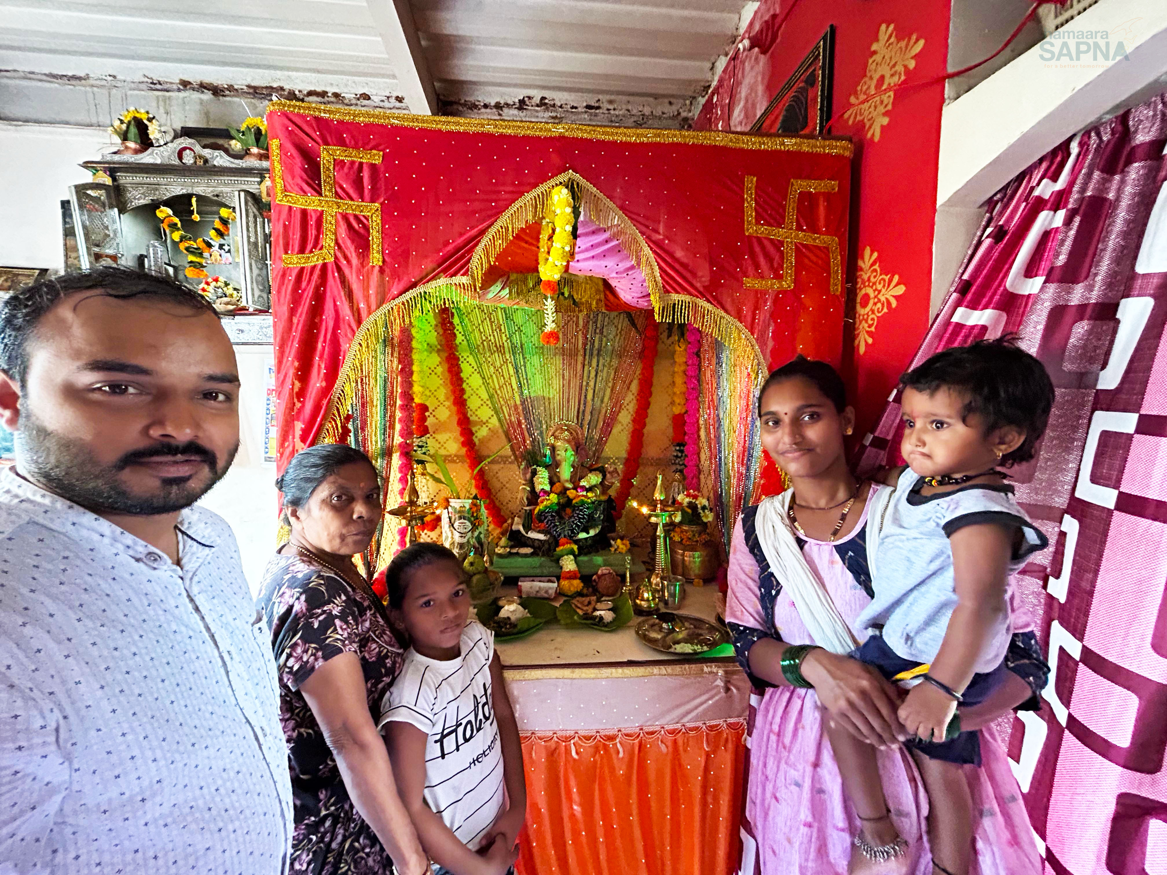 Another beneficiary finds so much place to place her Lord during the festival in their small homes. Lovely pandal.
