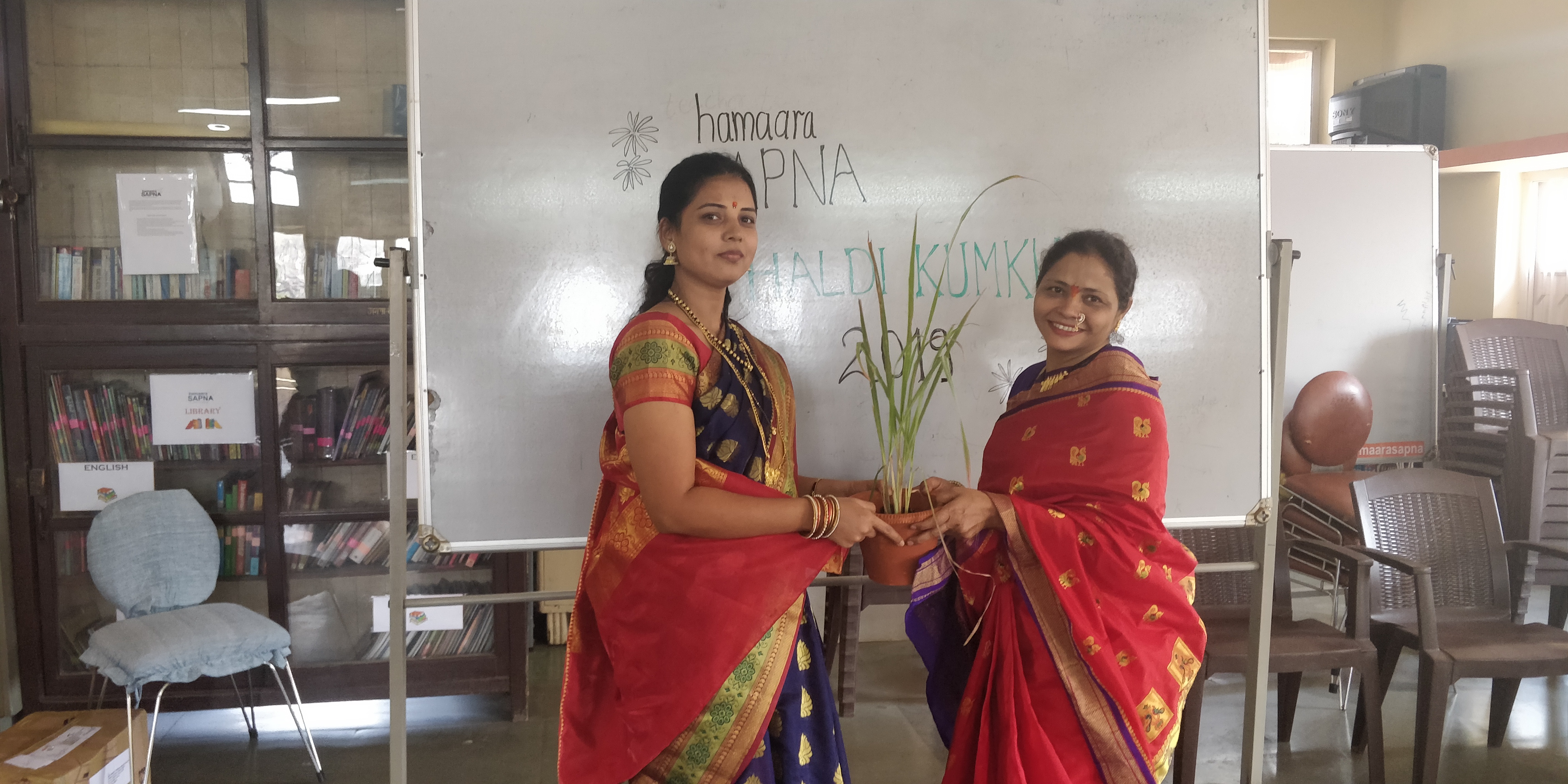 Felicitating the Project Director with a Lemongrass potted plant too
