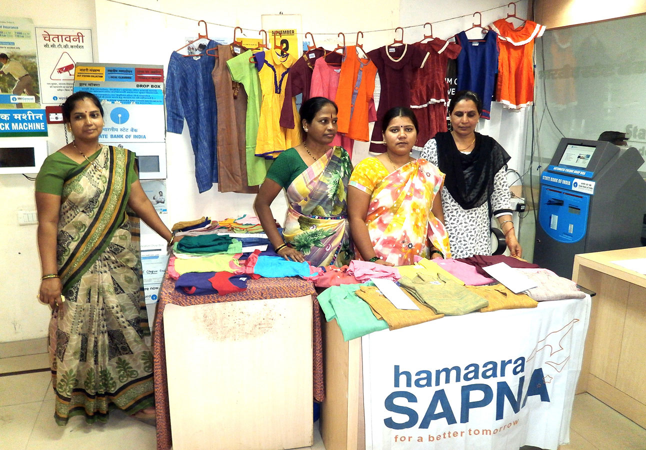 An array of clours and patterns on display at the stall of Hamaara Sapna - SBI Exhibition (November, 2015)