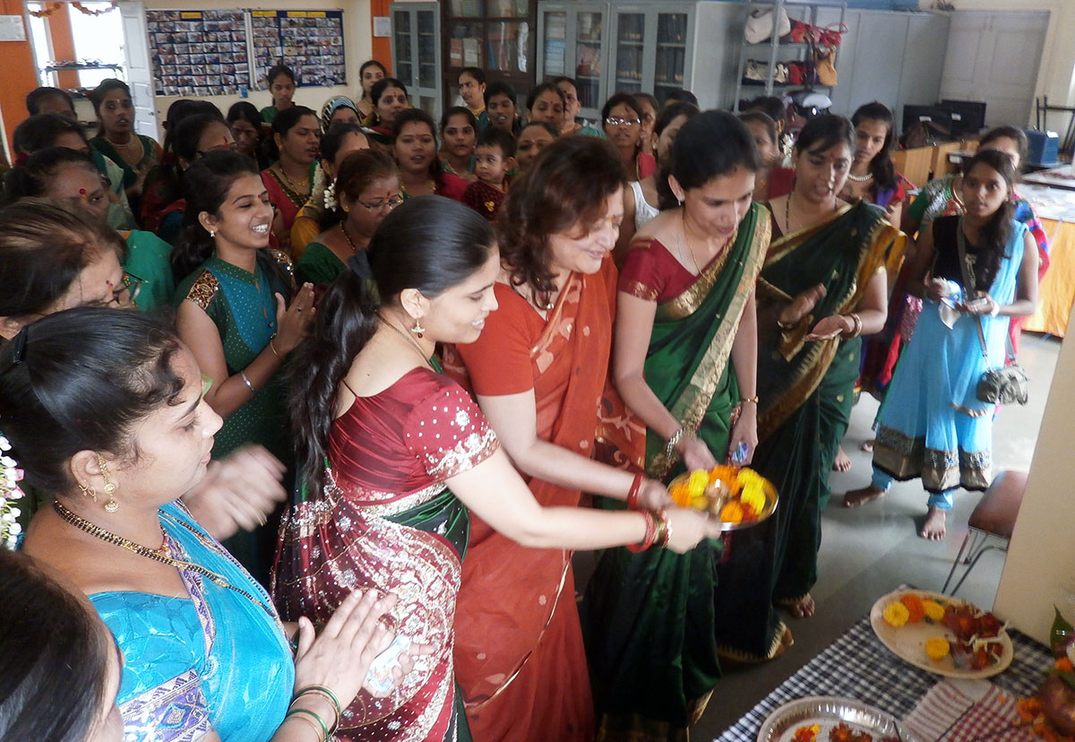 A small puja being done by Ms. Minal Bajaj and other Hamaara Sapna staff (September, 2014)